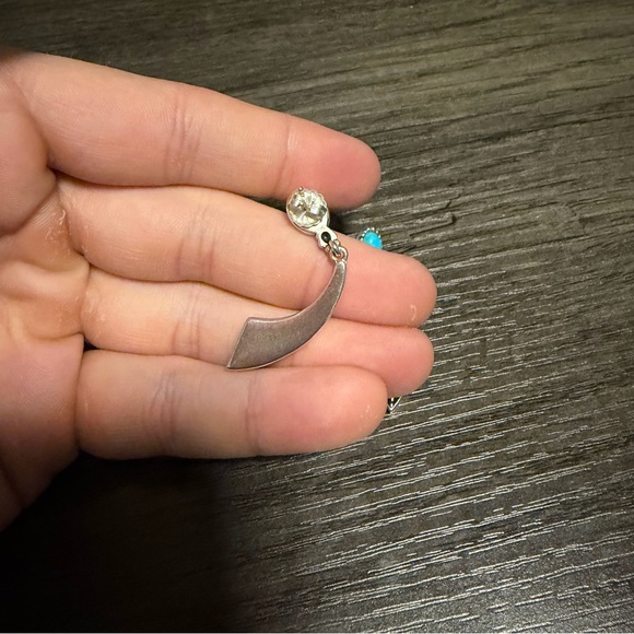 Carolyn Pollack Silver Turquoise Southwestern Bright Inlay Drop Earrings Womens - Picture 3 of 3